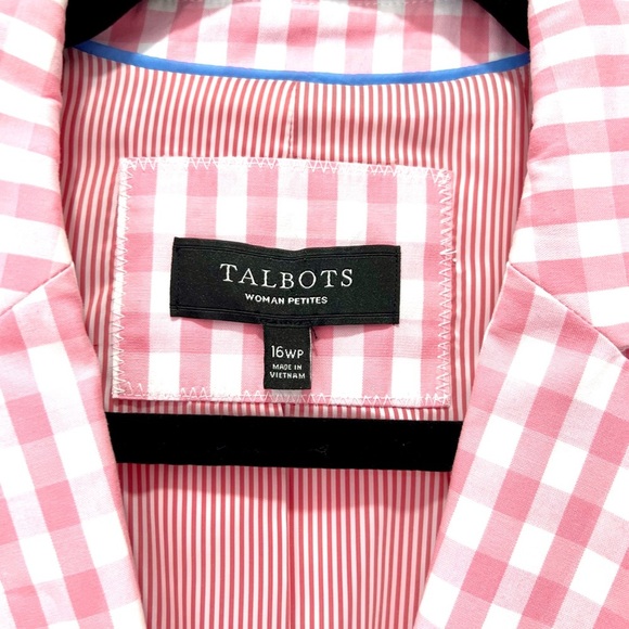 Talbots Pink Gingham Blazer Classic Notched Lapels 16WP NWOT - Picture 2 of 10